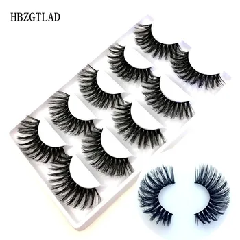 

HBZGTLAD 5 pairs Real Mink Fake eyelashes 3D Natural False Eyelashes Mink Lashes Soft Eyelash Extension Makeup Kit Cilios JKX38