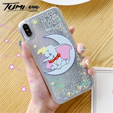 Moon слон Дамбо с блестками жидким песком чехол для samsung Galaxy A50 A30 A10 M10 M20 J3 J4 J6 J8 A6 A7 A8 A9 S10 Lite S9 плюс