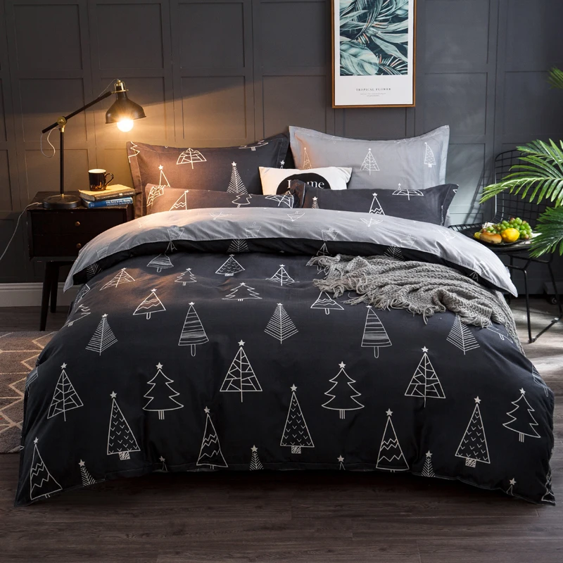 

Winter skincare simple Four pieces set Christmas bedding single double sheet down quilt 1.8/2.0 pillowcase Queen Home Textile