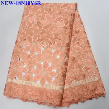 

Peach African Cotton Swiss Voile Lace Fabric Latest High Quality Swiss Voile Laces in Switzerland For Wedding Dress FS-007