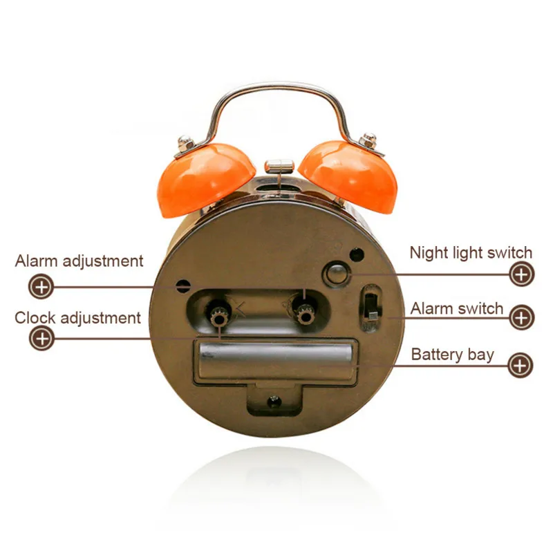 Цифровые часы студенческие часы ретро портативный милый мини мультяшный будильник круглый номер двойной колокольчик стол для домашнего декора