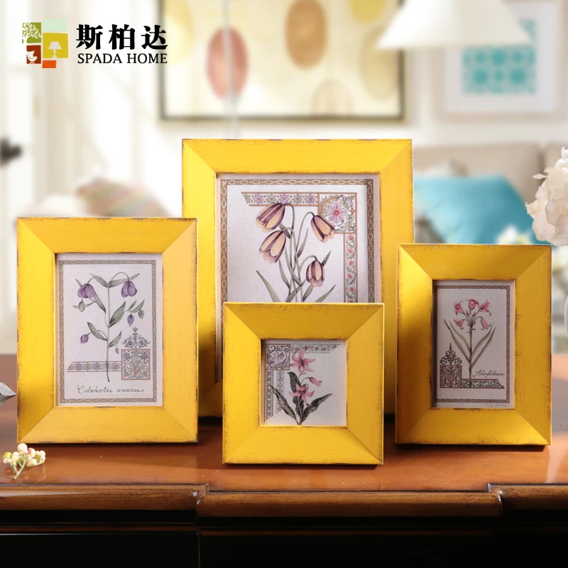 Buy Free Shipping Vintage yellow Picture Frames Wooden