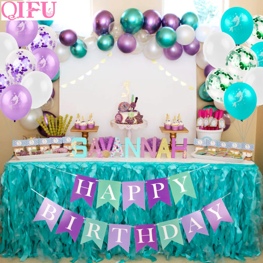 Qifu Ensemble De Ballons Pour La Fete De La Sirene Decorations De Fete De Joyeux Anniversaire Cadeaux Pour Enfants Decor De Theme Sirene Fournitures Pour La Fete De Mariage Aliexpress