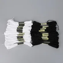 24 pçs branco preto bordado fio fio ponto cruz algodão bordado fio costura skeins diy artesanato caseiro acessórios