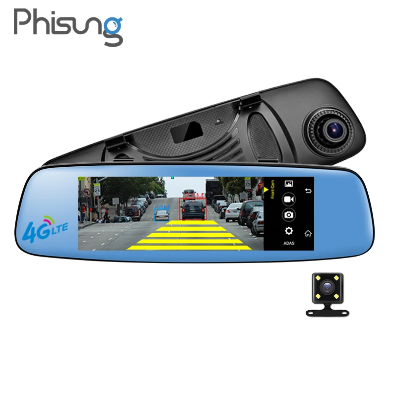 Phisung E06 DVR car Android mirror autoregistrator RAM 1GB ROM 16GB ADAS BT WIFI FM Dual