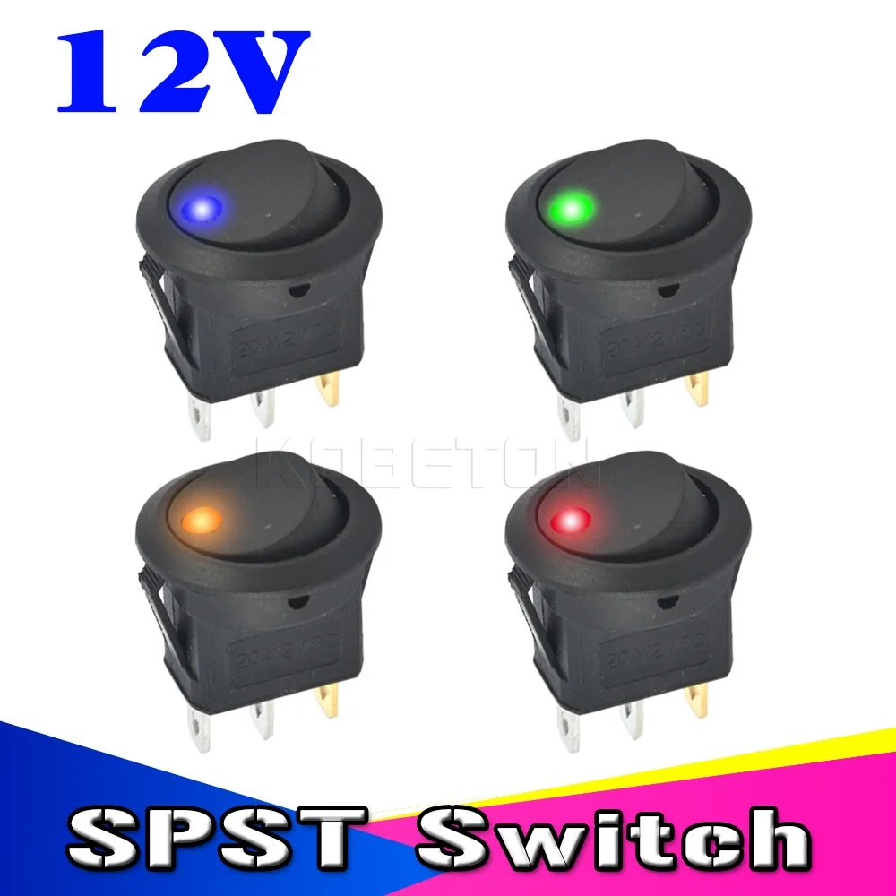 

LED Round Switch Practical Dot Light 12V Car Auto Boat Round Rocker ON/OFF SPST Switch with 4 Colors Feitong 5pcs/lot