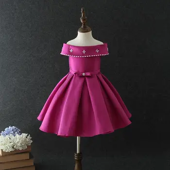 

2018 Summer Girls Shoulderless Dress Boutique Gown With Stones Princess Kids Birthday Costume With Bows Lots Wholesale 17WD1476