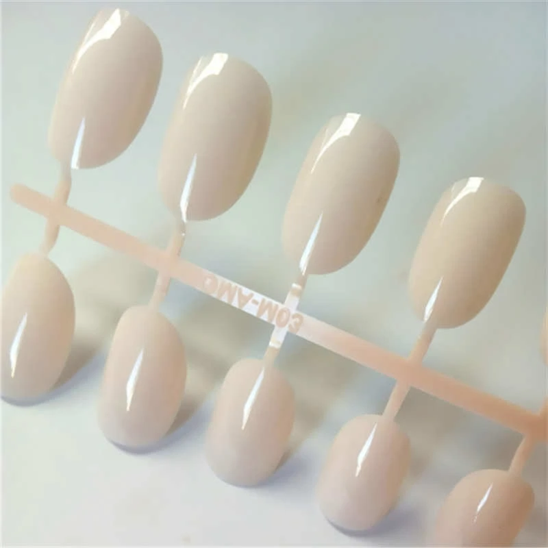 

Clear Nude Oval Fake Nails Short Glossy Artificial Plastic Finger Nails Rounded Impress Press On Nail False For Girls