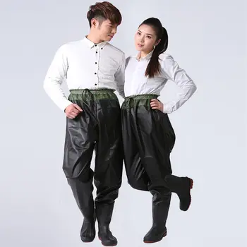 0.45mm PVC Breathable Fishing Waders Pant+Shoes Waterproof Fishing Wading Cloth Breathable Rafting Wear Stocking Fishing Waders