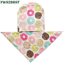 Комплект из 2 предметов, детская шапка из хлопка+ нагрудник для детей 0-18 месяцев, детские шапки, Одежда для новорожденных, детская одежда, аксессуар