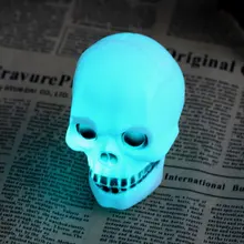 Halloween Colorful Flash LED Skull Night Light Decoration skulls of Lamps Gift WK