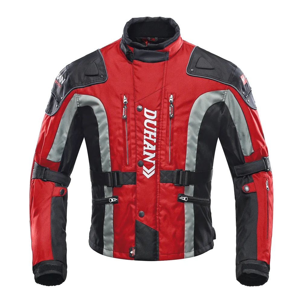 DUHAN мотоциклетная куртка костюм для мотокросса куртка и брюки мото куртка защитное снаряжение броня Мужская мотоциклетная одежда - Цвет: 023 red jacket