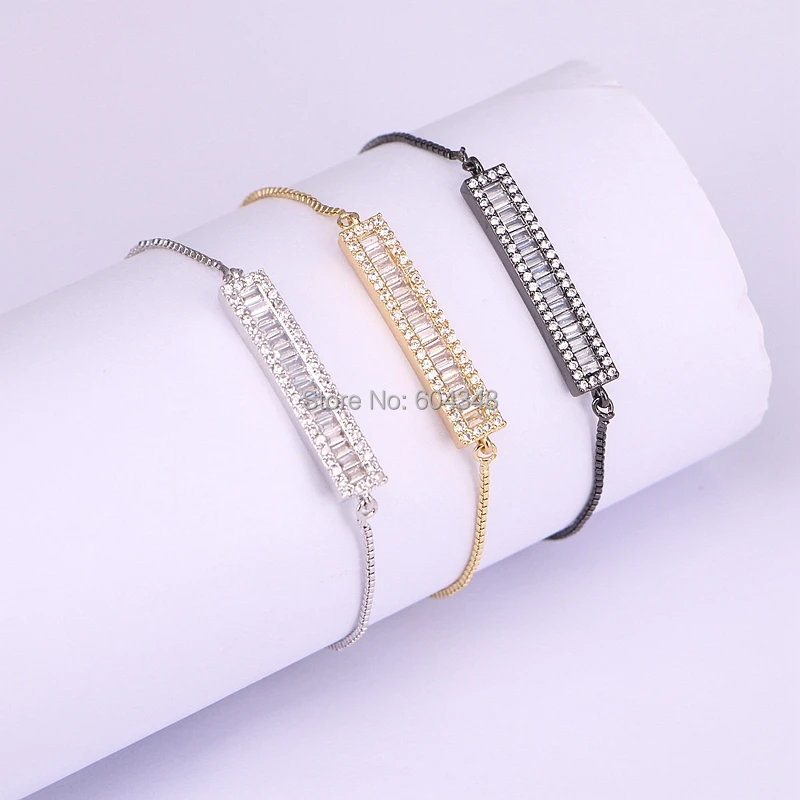 10 шт. ZYZ176-1708 микро Pave CZ Циркон retagle разъем браслет для женщин и мужчин ювелирные изделия Модные скользящие цепи браслет