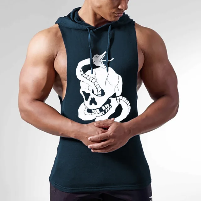 Brand Summer hooded Mens Running Shirts Quick Dry Man Gyms Fitness Tank Top Men Sport Solid Slim Jogger Bodybuilding Vest 6