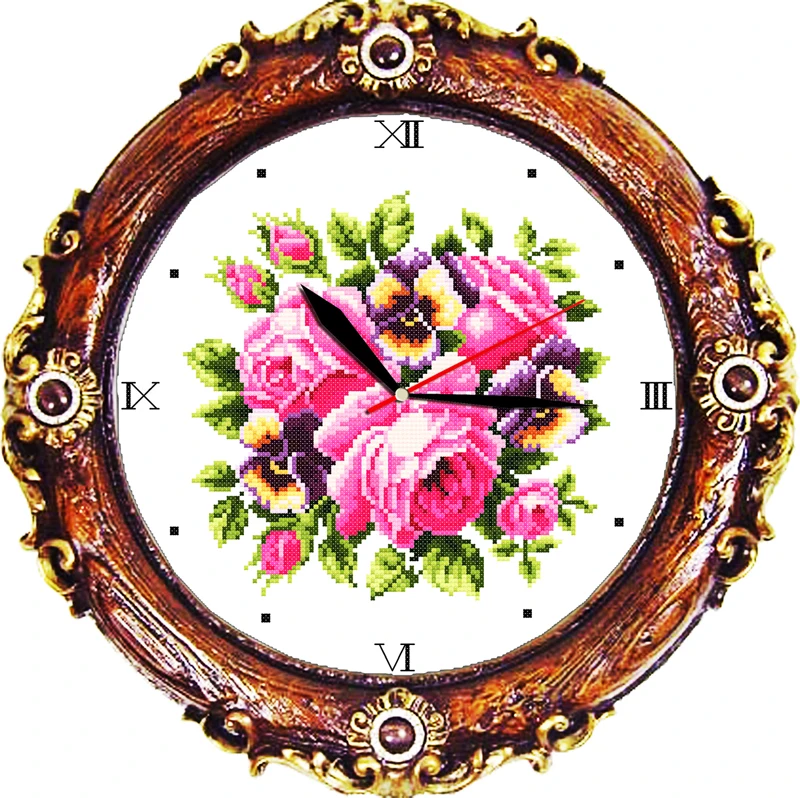 Aromatic Overflowing(2) Cross Stitch Kit 14ct 11ct Count Print Canvas Wall Clock Stitching