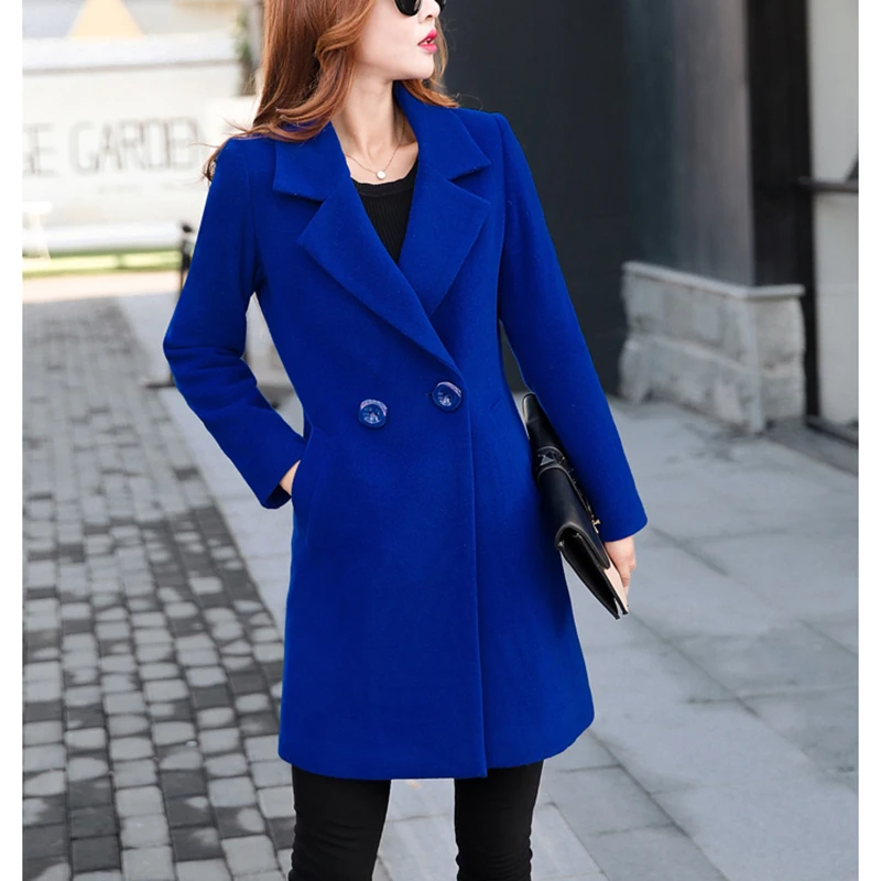 Beste Winter Slim Groot Formaat Vrouwen Wollen Jas 2020 Nieuwe Casual Medium Lange Effen Kleur Lange Mouwen Vrouwen Wollen Jas S 4XL SES772