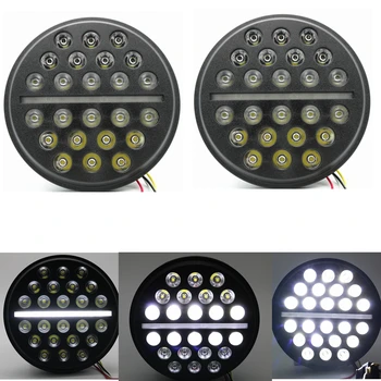 

7" Round MOTO LED Projection Headlight With White DRL For Harley Motorcycles Fat Boy FLSTF Lo FLSTFB Touring Trike