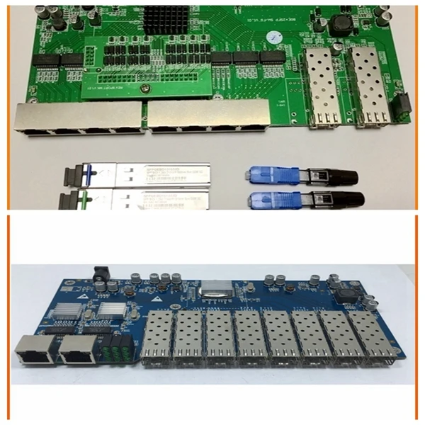 5 шт 8 RJ45 порты + 2 sfp порт POE Реверс наборы для плат, и добавить 1 шт 8 SFP порт + 2 RJ45 порты обычный выключатель доска