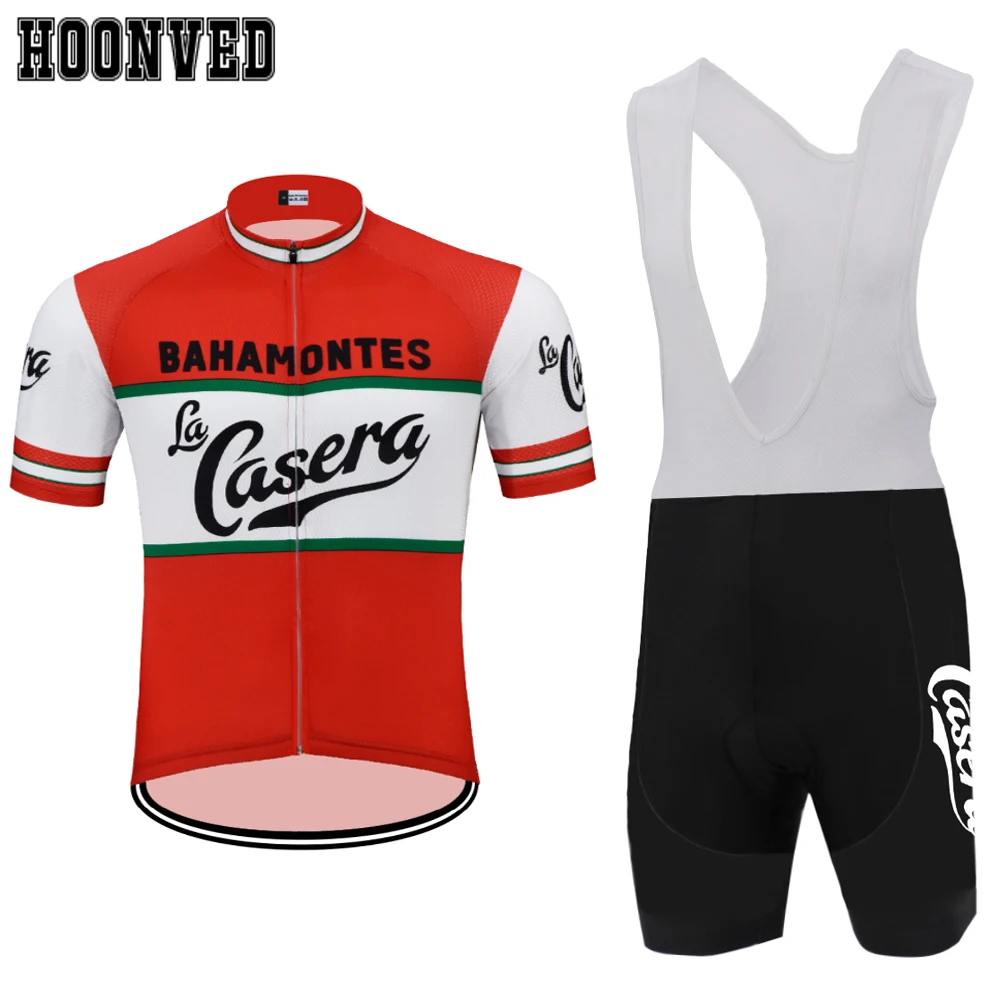 

Tour de Spain Man La Casera Retro cycling Jersey Short sleeve set summer Triathlon Bib Shorts 9D Gel Pad Road ciclismo hombre