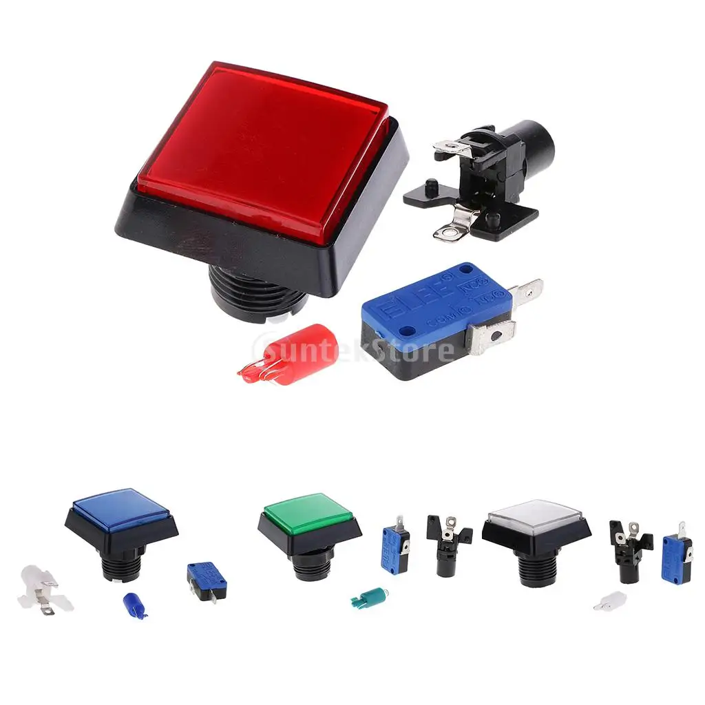 Rectangle Arcade Game Machine Push Button w/ 12V led lamp illuminated 5x5cm