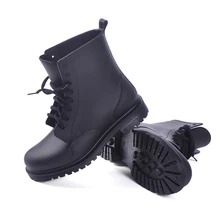2017 Classic Women Rain Boots Rubber Lace Up Womens Ankle Boots Waterproof Casual Comfort Ladies Martin Boots Shoes