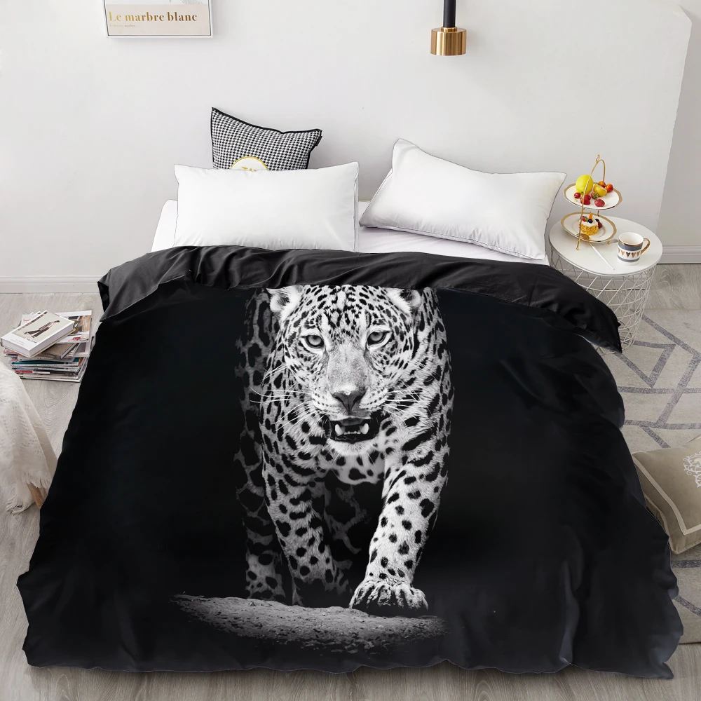 Пододеяльник с 3D принтом, индивидуальный дизайн, одеяло/одеяло, чехол queen/King, постельные принадлежности 220x240, постельное белье с животными, Черная пантера - Цвет: animal-2