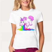 Мультфильм Радуга футболки лето Повседневные принты футболка с круглым вырезом XS-4XL плюс Размеры футболка Femme Harajuku короткий рукав Для женщин топы