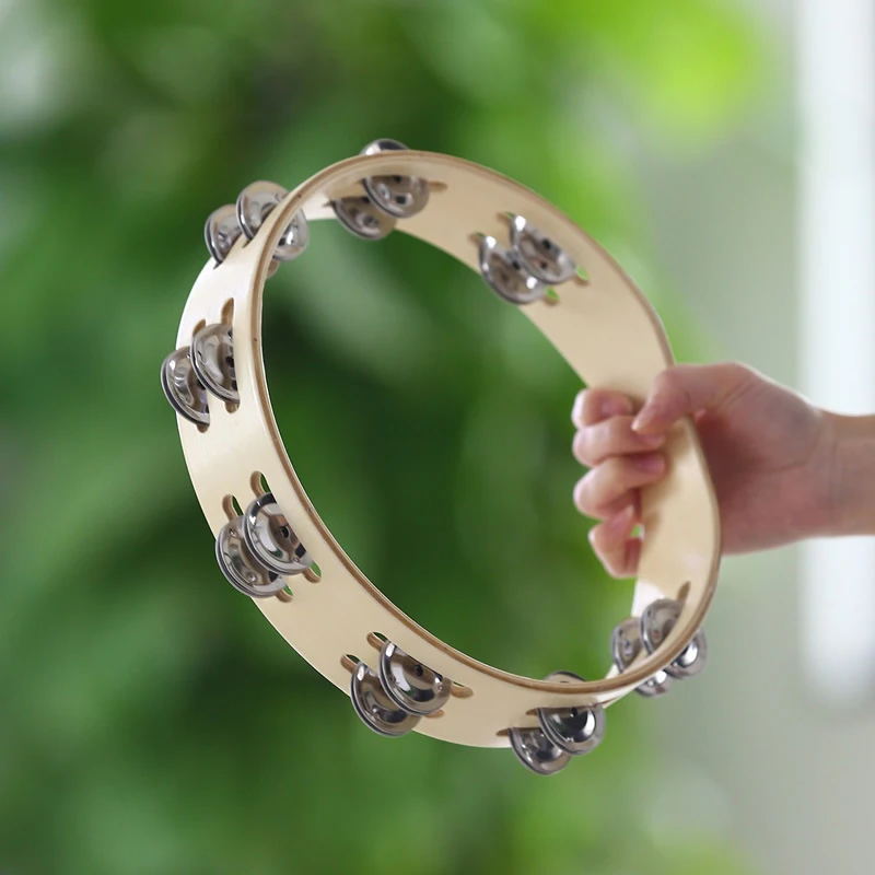 Belly Dance Hand Tambourine Drum Bell Metal Jingle Two Rows for