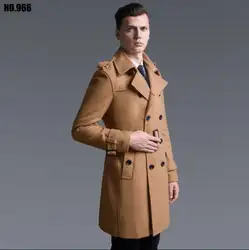 2019 Новое Осеннее двубортное шерстяное пальто для мужчин, приталенное Мужское пальто kha, шерстяное модное повседневное пальто из кашемира
