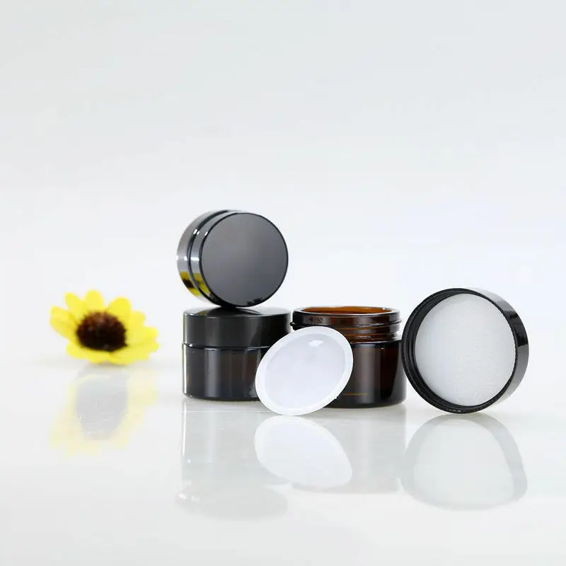 1 шт. х 5 г-50 г Янтарный стеклянный контейнер бутылки банки коричневые ...