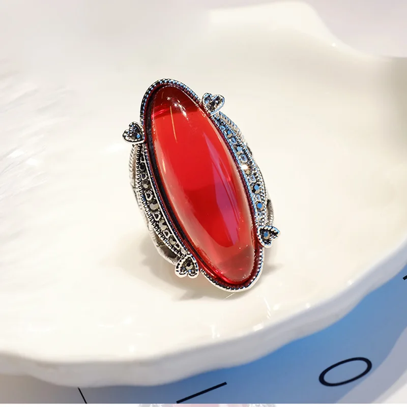 MOONROCY дропшиппинг серебряный цвет красный опал Винтажное кольцо Модные ювелирные изделия оптом ювелирные изделия кольца винтажные кольца для женщин подарок