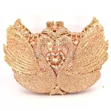 Neue Frauen Handtaschen Luxus Kristall swan Form abendtaschen fetal Diamanten Tag Kupplungen Box Party Hochzeit Geldbörse Gold kupplung Q20