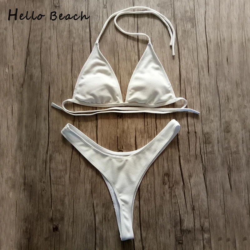 HELLO BEACH бикини для женщин 2018 купальники с высоким вырезом пуш ап стринги купальные