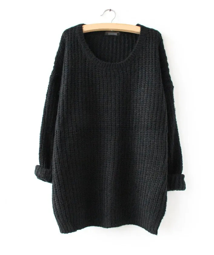 Autumn Fashion Women Solid Loose Pullovers Sweaters Long Casual O-Neck Candy Color Loose Knitted Tops  Oversized  Sweater