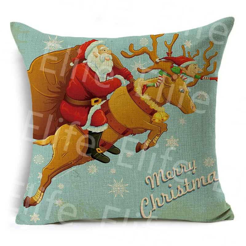 18 ''Elife хлопковое белье Merry Christmas throw Наволочка Санта Клаус подушки с оленями чехол для дивана под спину домашний декор