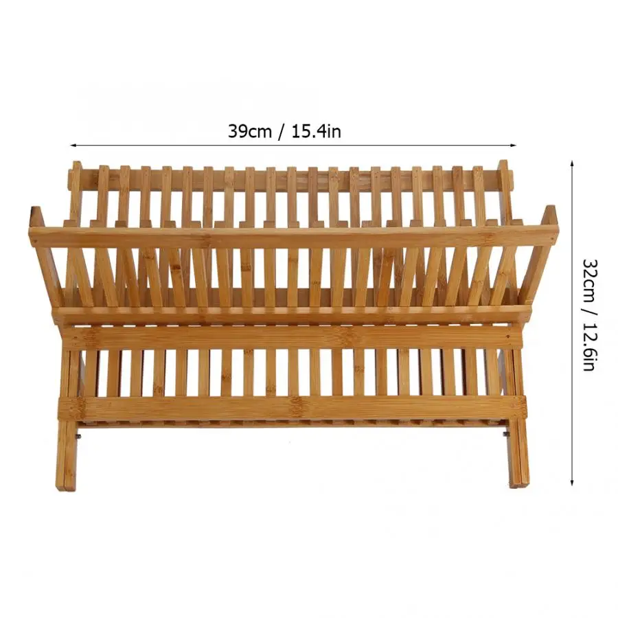 

Dishwasher Accessories Kitchen Organizer Foldable Dish Drying Rack Collapsible Compact Plate Organizer Bamboo Dish Drainer