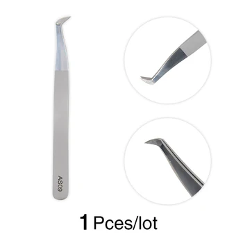 

Tweezers AS-09 Eyelash Extension Makeup Tools Stainless Steel Nails Decor Picker Professional Eyelash Tweezer Curved Straight