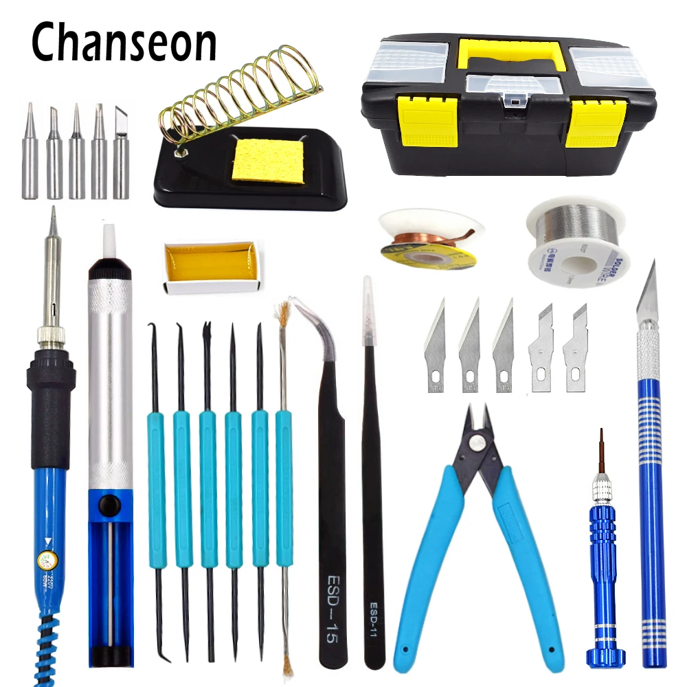 Chanseon EU/US 60W Electric Soldering Iron Kit Temperature Adjustable Welding Solder Iron Tool
