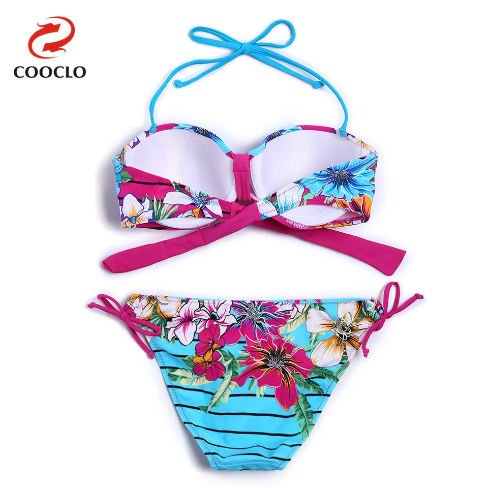 Женский купальник бикини COOCLO бандо с принтом и пуш ап пляжная одежда 2019|wear womens|wear
