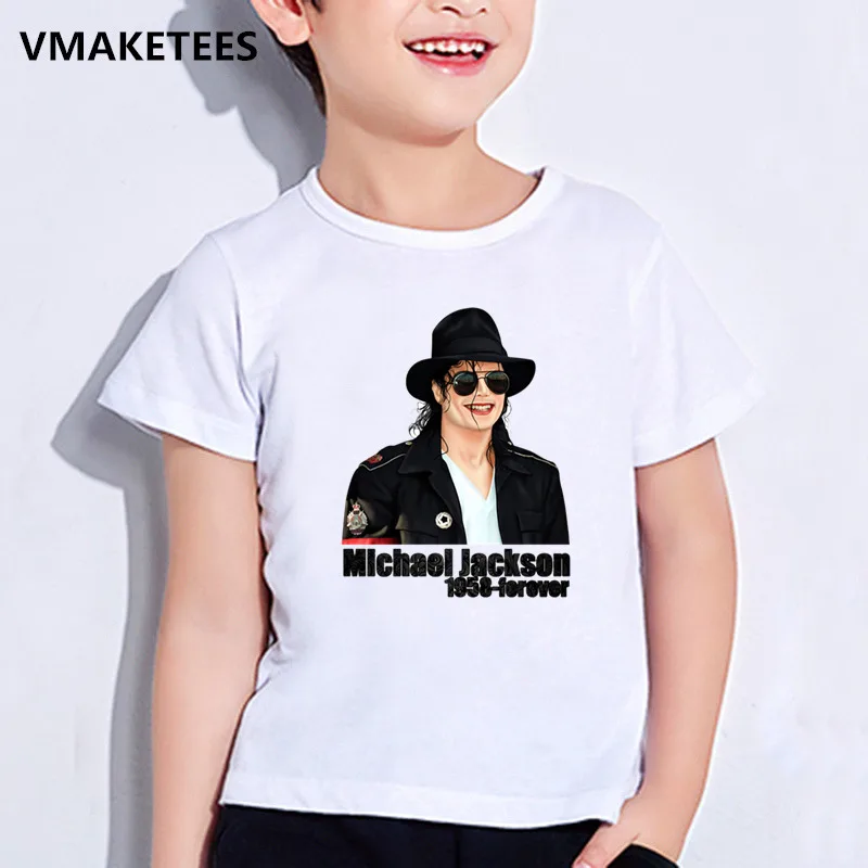Детская летняя футболка для девочек и мальчиков детская футболка с принтом рок-н-ролл-звезда Майкл Джексон крутая повседневная одежда для малышей HKP5145