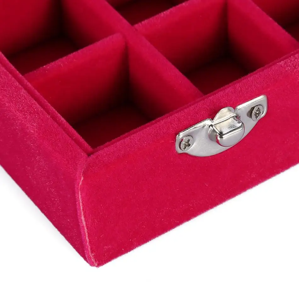 24 Сетки Черный Розовый Красный бархат коробка ювелирных изделий кольцо серьги ожерелья макияж держатель, чехол, органайзер для женщин хранения ювелирных изделий