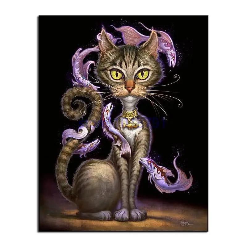 

Newest 8 Colorful Cat Diamond Painting Cross Stitch kit 3D Diamond Embroidery Pattern Rhinestones Mosaic Cartoon Animals Picture