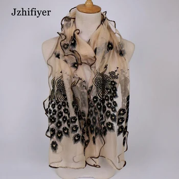 

scarf women fashion flocking peacock scarf shawls summer curling scarf wholesale shawls scarf hijabs color mixed 40*190cm