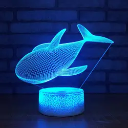 Прекрасный КИТ 3d ночник творческий подарок лампа Спальня прикроватные Usb Led 3d светильники детская комната свет