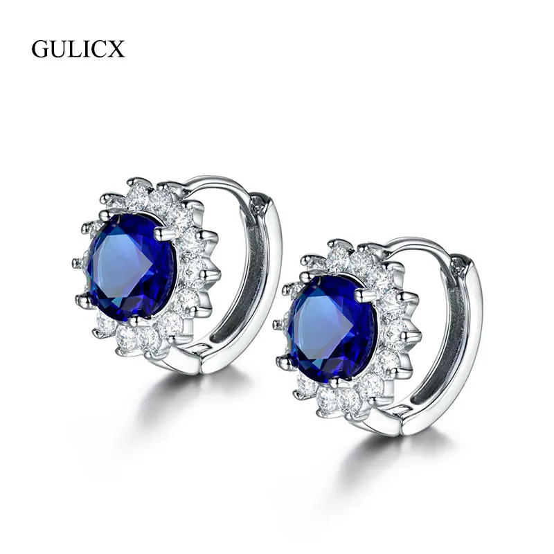 

GULICX 4 Colors Cubic Zircon Hoop Earrings For Women Silver Color Flower Shape Female Earrings Bijoux Femme Jewelry Gift GLAE060