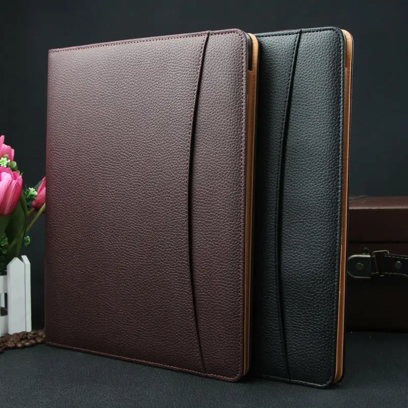 A4 leather business conference file bill manager folder portfolio