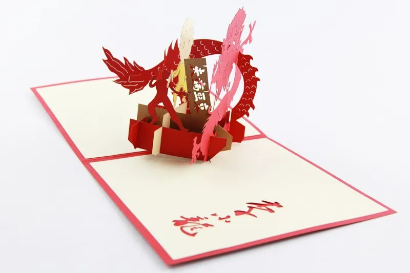 Hongkong Брюс Ли открытка-раскладушка/3D открытка Подарочная карта/Лазерная резка китайский символ Настроить