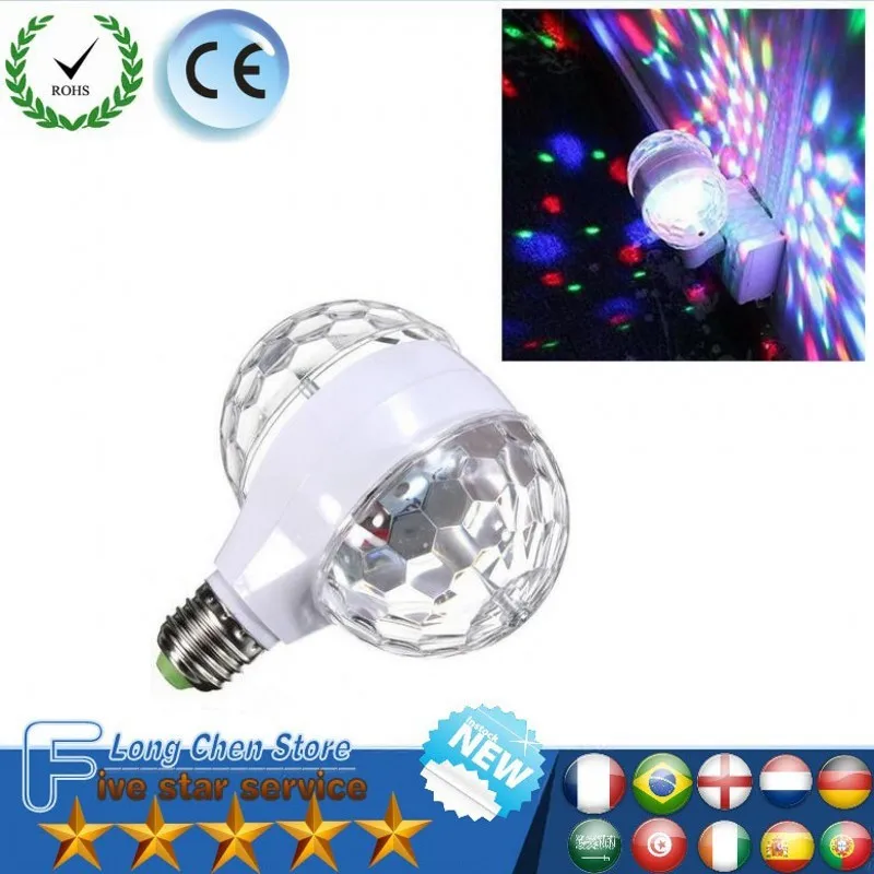 

LED Lamp Double Balls Crystal Stage Light RGB 7W E27 Colorful Magic Ball Club DJ Disco Party KTV Home effect Bulb Auto Rotating
