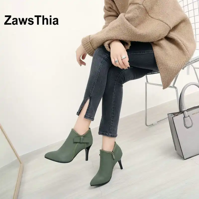 womens olive green ankle boots
