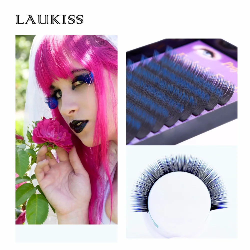 12Line/Box Colored Eyelashes Extension Color Cilia Colorful Black Blue Two Tone Mix Eyelash for Building Makeup Tools LAUKISS 12Line/Box Colored Eyelashes Extension Color Cilia Colorful Black Blue Two Tone Mix Eyelash for Building Makeup Tools LAUKISS